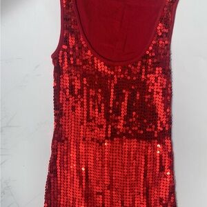 Red Sequin Sleeveless Top
